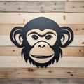 Whimsical Monkey Head Logo On Wood Wall - Unique Design