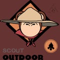 monkey face cartoon with scout uniform stickers pack