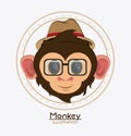 Monkey face glasses hat cartoon animal design Royalty Free Stock Photo