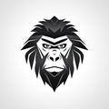 Monkey Face Icon, Baboon Portrait, Minimal Gorilla Head Symbol, Chimpanzee Mascot Silhouette