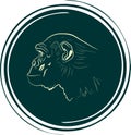 Monkey face outline silhouette