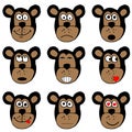 Monkey faces, emoticons stickers illustration Royalty Free Stock Photo