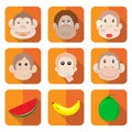 Monkey Family Icon Vector