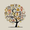 Monkey family tree. Sketch for your design. Childish style Royalty Free Stock Photo