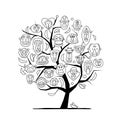 Monkey family tree. Sketch for your design. Childish style Royalty Free Stock Photo