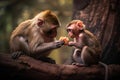 Monkey Feeding Time Royalty Free Stock Photo
