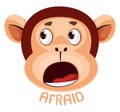 Monkey is feeling afraid, illustration, vector