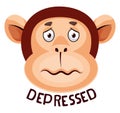 Monkey is feeling depressed, illustration, vector