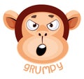 Monkey is feeling grumpy, illustration, vector