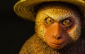 Monkey figure toy head macro closeup view Royalty Free Stock Photo