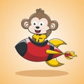 Cute cartoon character for children. Doodle animal. Space theme. Vector illustration