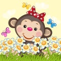Monkey and flowers Royalty Free Stock Photo