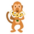 Monkey with flowers Royalty Free Stock Photo