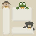 Monkey, frog and bear with banners