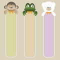 Monkey, frog and bear with vertical banners