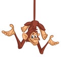 Funny Monkey Chimpanzee Hanging Upside Down Vector Illustration In Fun Cartoon Style Design. Royalty Free Stock Photo