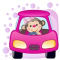 Monkey girl in a car