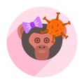 monkey girl and virus icon on pink background. icon, monkeypox logo. Royalty Free Stock Photo