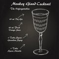 Monkey Gland cocktail alcoholic recipe vector sketch