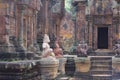Monkey god guards at Banteay Srei Royalty Free Stock Photo