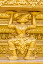 Monkey golden carve texture of buddhism religion