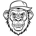 Monkey . gorella .graffiti on the wall .backgroumg . vector . ptrait Royalty Free Stock Photo