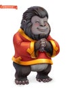 Monkey, gorilla. Funny animal in the Chinese zodiac, Chinese calendar, 3d vector icon