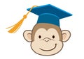 Monkey graduate cartoon portrait