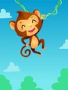 Monkey hanging on a vine Royalty Free Stock Photo