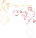 Monkey with happy New Year greeting card, 2016 Royalty Free Stock Photo