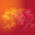 Monkey with happy New Year greeting card, 2016 Royalty Free Stock Photo