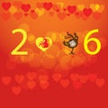 Monkey with happy New Year greeting card, 2016 Royalty Free Stock Photo