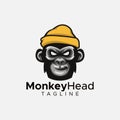 Monkey head cartoon logo template