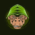 monkey head detail illustration smoking and wearing hat