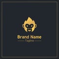 Monkey head golden personable logo Royalty Free Stock Photo