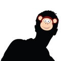Monkey head on man head illustration Royalty Free Stock Photo