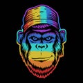Monkey head smile colorful vector illustration