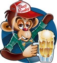 Monkey holding beer mug Royalty Free Stock Photo
