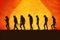 monkey human evolution illustration generative ai Royalty Free Stock Photo
