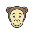 Color illustration icon for Monkey, face and animal Royalty Free Stock Photo