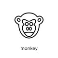 Monkey icon. Trendy modern flat linear vector Monkey icon on white background from thin line animals collection