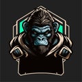 Monkey illustration, esports mascot designs, gaming logo template