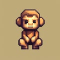 Pixel Monkey: A Cute Minecraft-inspired Character In Pixel Art Style