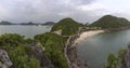 Monkey island beach panoramic scenario Lan Ha bay, landmark destination, Cat Ba islands, Vietnam