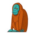 A Monkey, isolated vector kids illustration. Cute cartoon picture of an orangutan