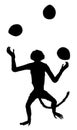 Monkey juggling coconuts sihouette Royalty Free Stock Photo