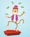 Monkey juggling money Royalty Free Stock Photo