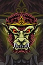 Monkey king with crown vector illustration