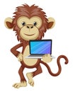 Monkey with lap top, illustration, vector Royalty Free Stock Photo