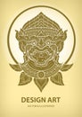 Monkey layout thai outline pattern vector